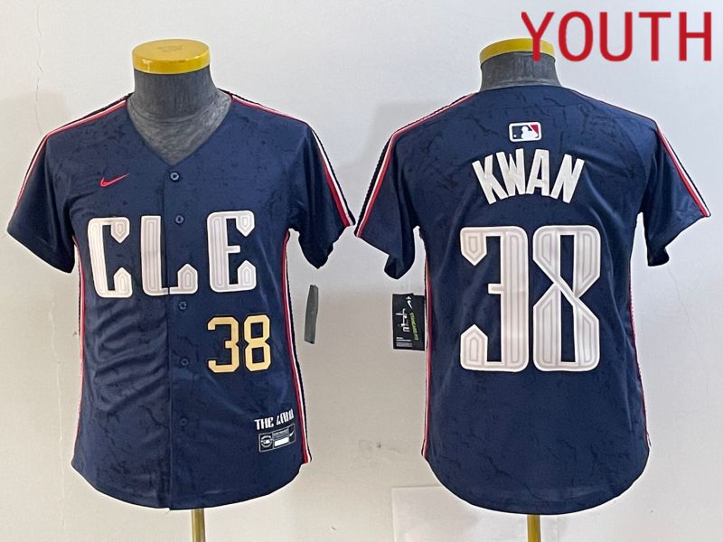 Youth Cleveland Indians #38 Kwan Blue City Edition Nike 2024 MLB Jersey style 2->youth mlb jersey->Youth Jersey